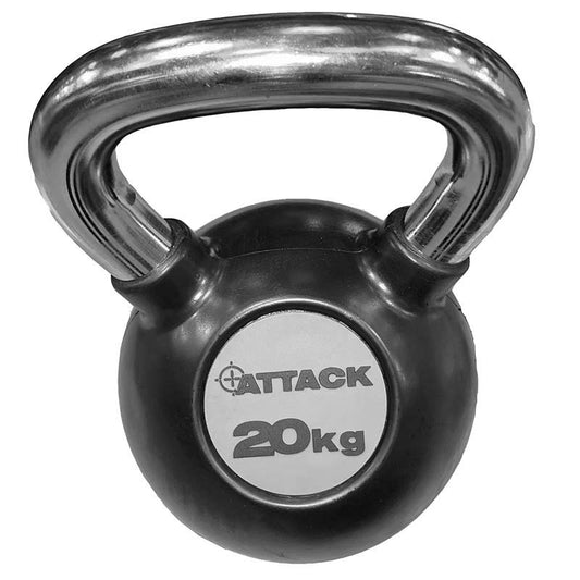 Attack Strength Chrome Handle Rubber Kettlebell 20kg - Black