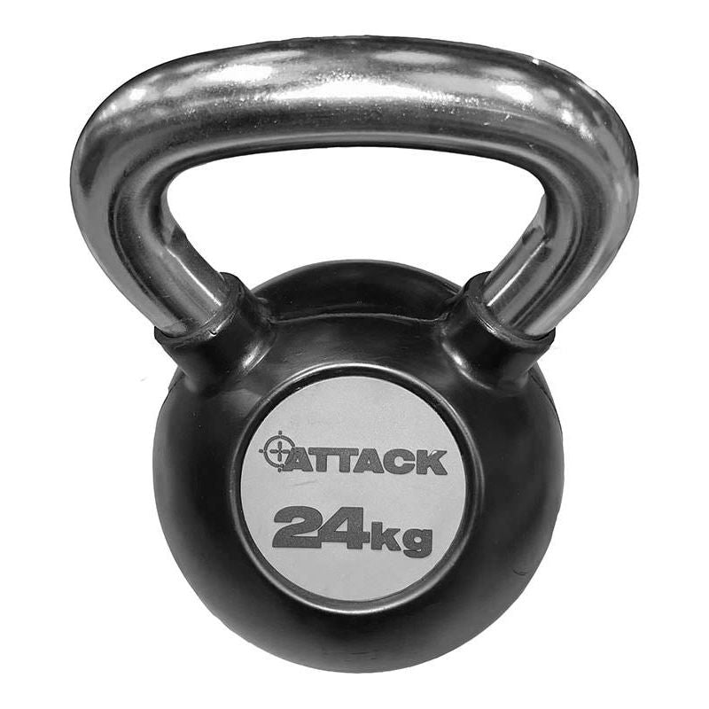 Attack Strength Chrome Handle Rubber Kettlebell 24kg - Black