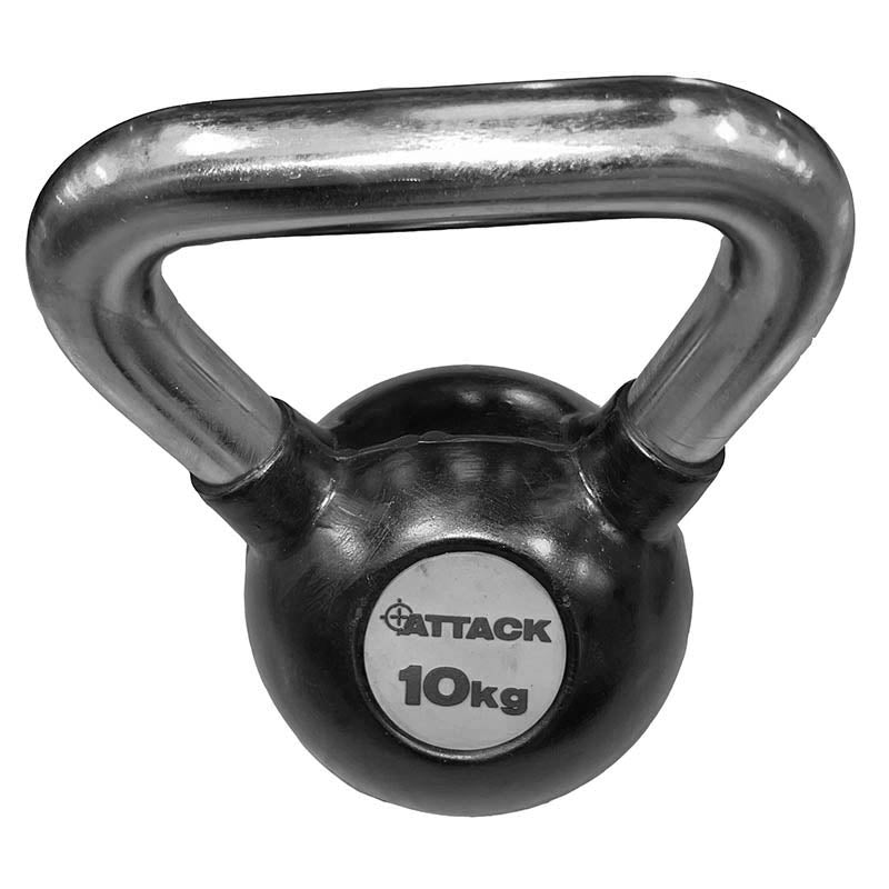 Attack Strength Chrome Handle Rubber Kettlebell 10kg - Black