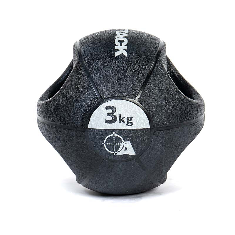 Attack Fitness Double Grip Medicine Ball - Black - 3kg