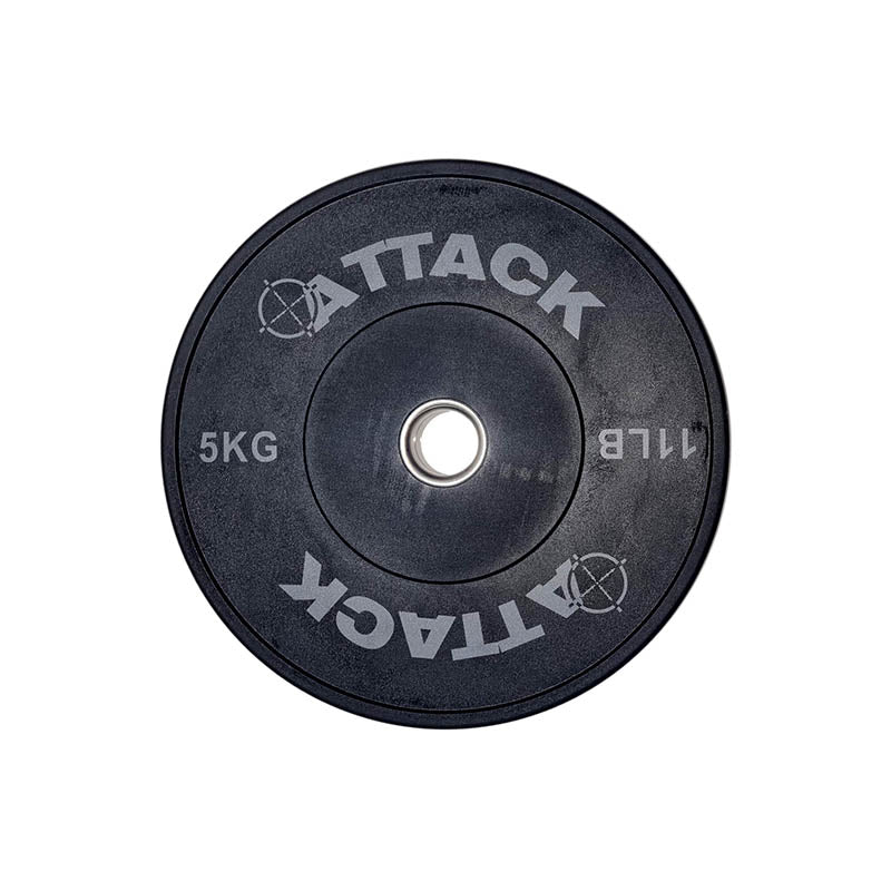 Attack Fitness Solid Rubber Olympic Bumper Plate - 5kg Black - 450mm