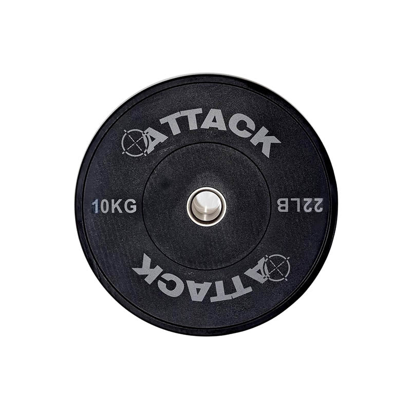 Attack Fitness Solid Rubber Olympic Bumper Plate - 10kg Black - 450mm