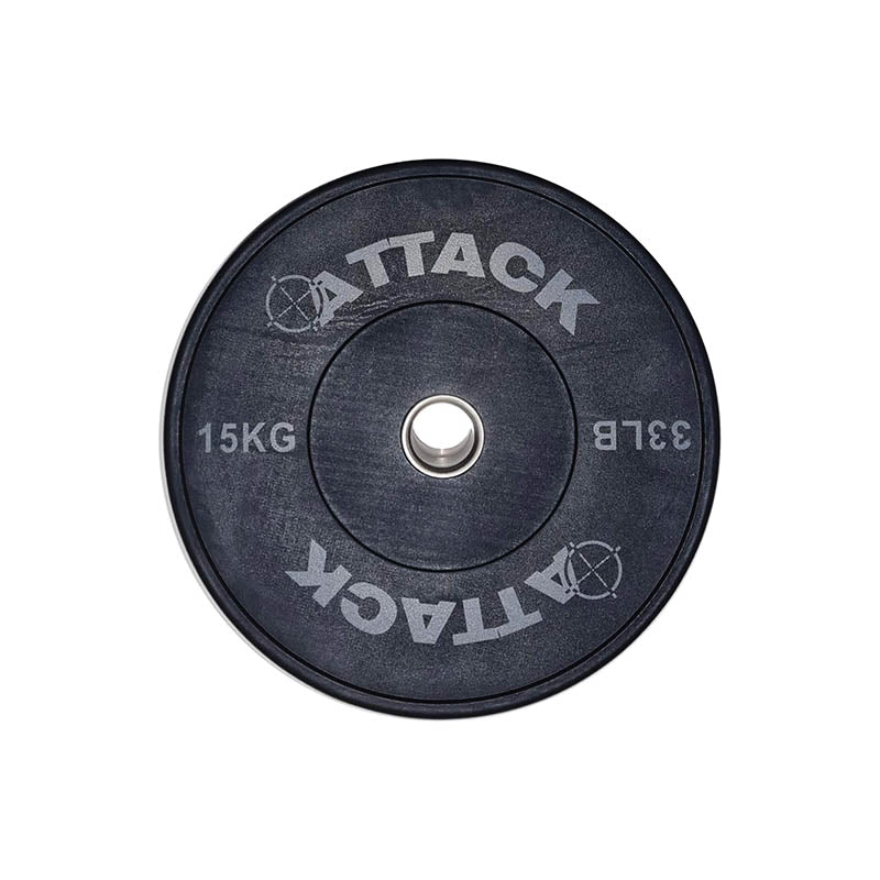 Attack Fitness Solid Rubber Olympic Bumper Plate - 15kg Black - 450mm