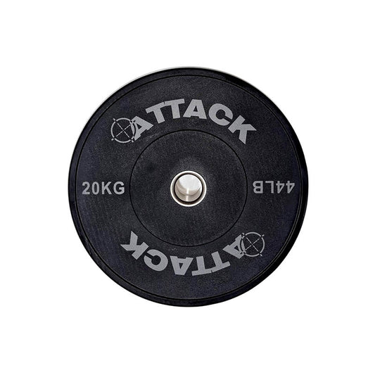 Attack Fitness Solid Rubber Olympic Bumper Plate - 20kg Black - 450mm