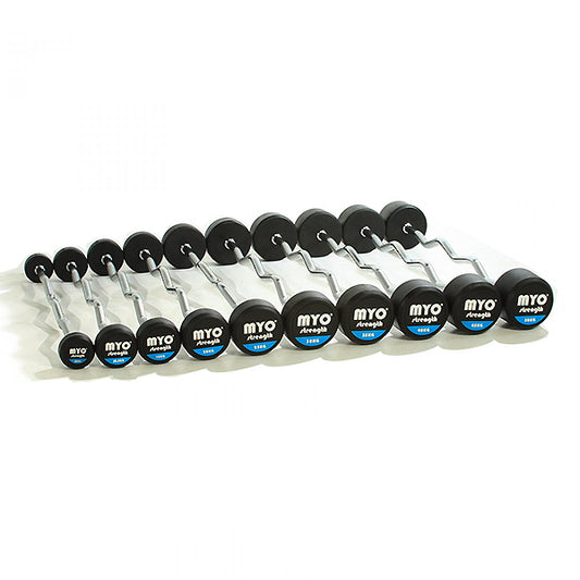 MYO Strength Rubber Barbell with PU End Cap 10kg-50kg (10 Bar Set)