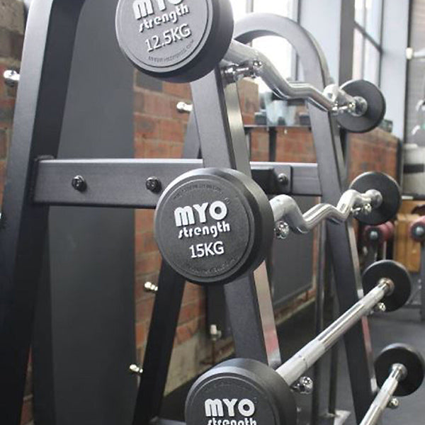 MYO Strength Urethane Barbells - 10kg-50kg (10 Bar Set) EZ / Straight Bar Optional Custom Branding