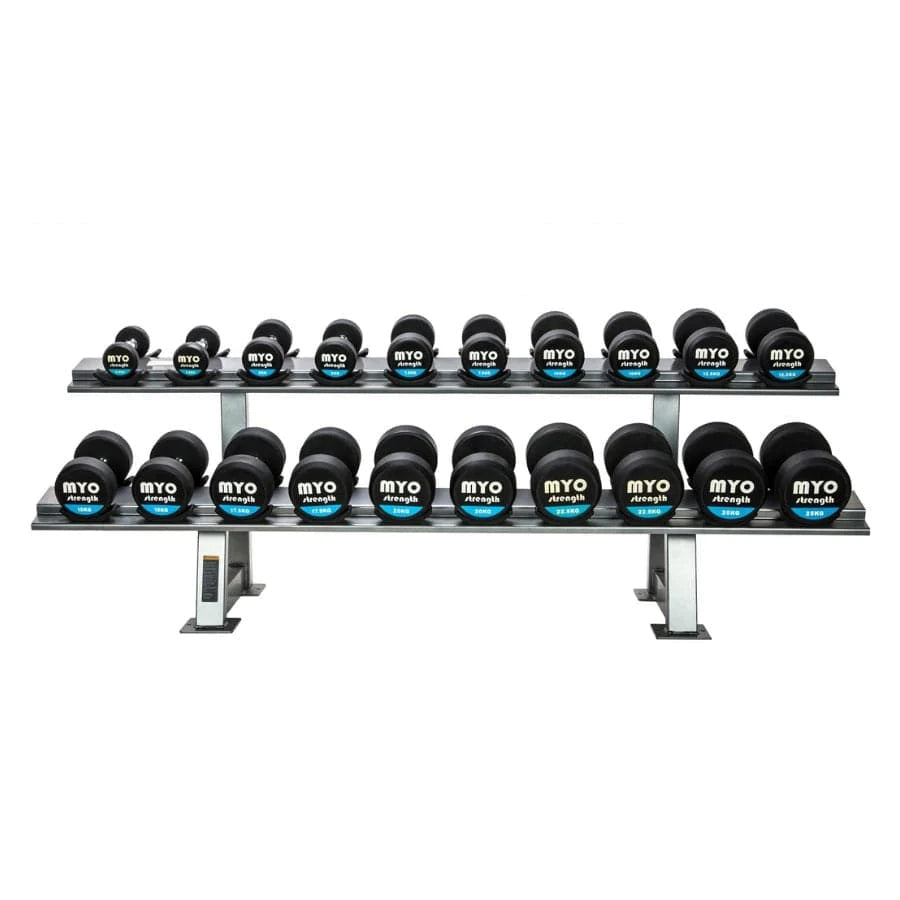 MYO Strength Rubber Dumbbells with PU End Caps - 1-10kg (1kg increments / 10 pair set)