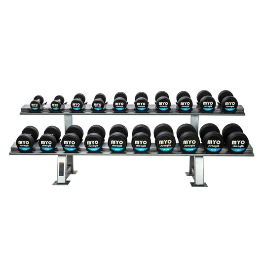 MYO Strength Rubber Dumbbells with PU End Caps - 2.5-40kg (2.5kg Increments / 16 pair Set)